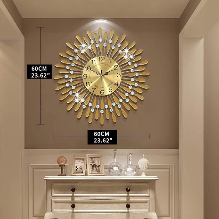 Diamonds Metallic Wall Clock Gold - The1000BC