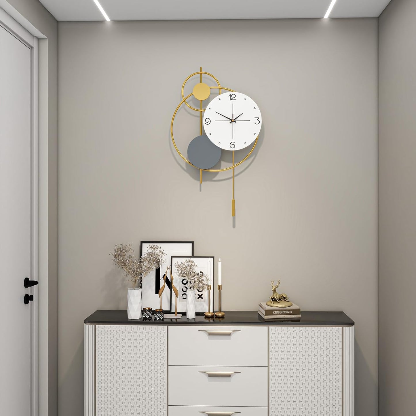 Abstract Shaped Analogue Contemporary Wall Clock Gold