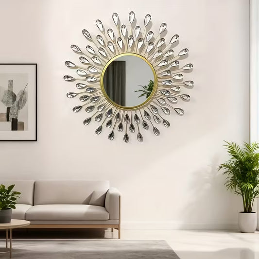Modern Decorative Wall Mirror with Crystal Accents - The1000BC