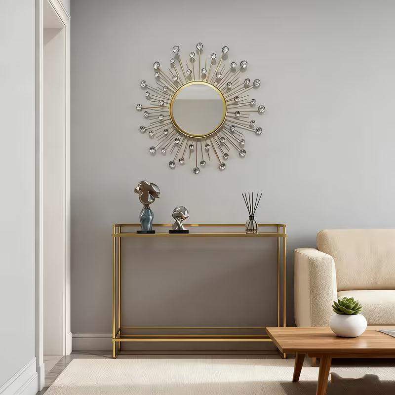 Modern Decorative Wall Mirror with Crystal Accents - The1000BC