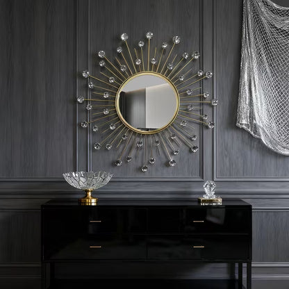 Modern Decorative Wall Mirror with Crystal Accents - The1000BC