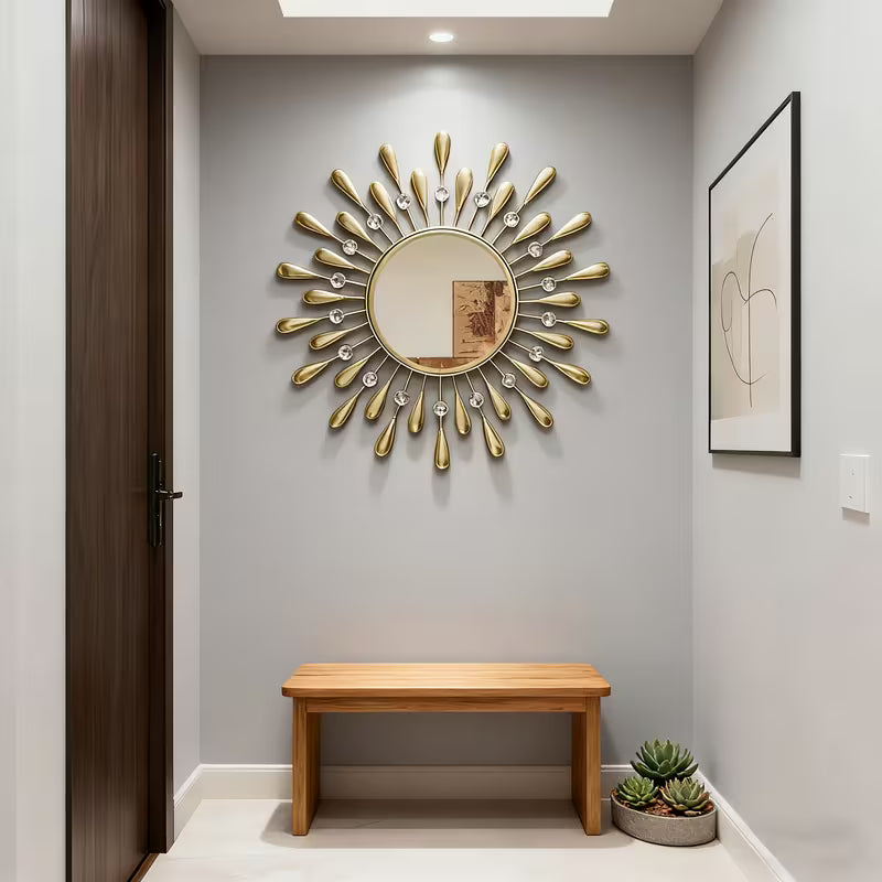 Golden Designer Metal Wall  mirror - The1000BC