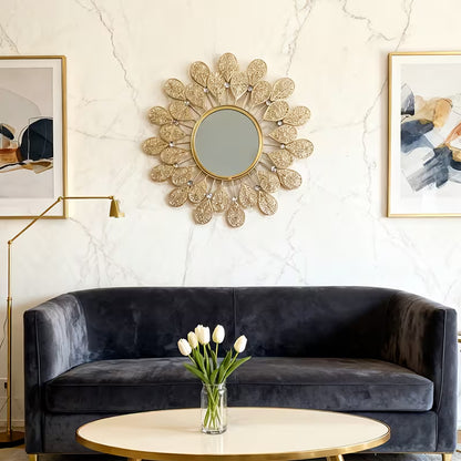 French Style Leaf Frame Round Wall Mirror - The1000BC