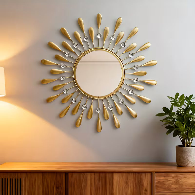 Golden Designer Metal Wall  mirror - The1000BC