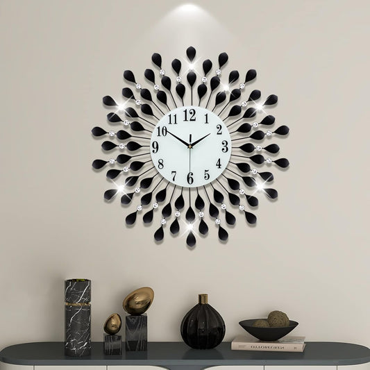 Diamonds Metallic Wall Clock Black