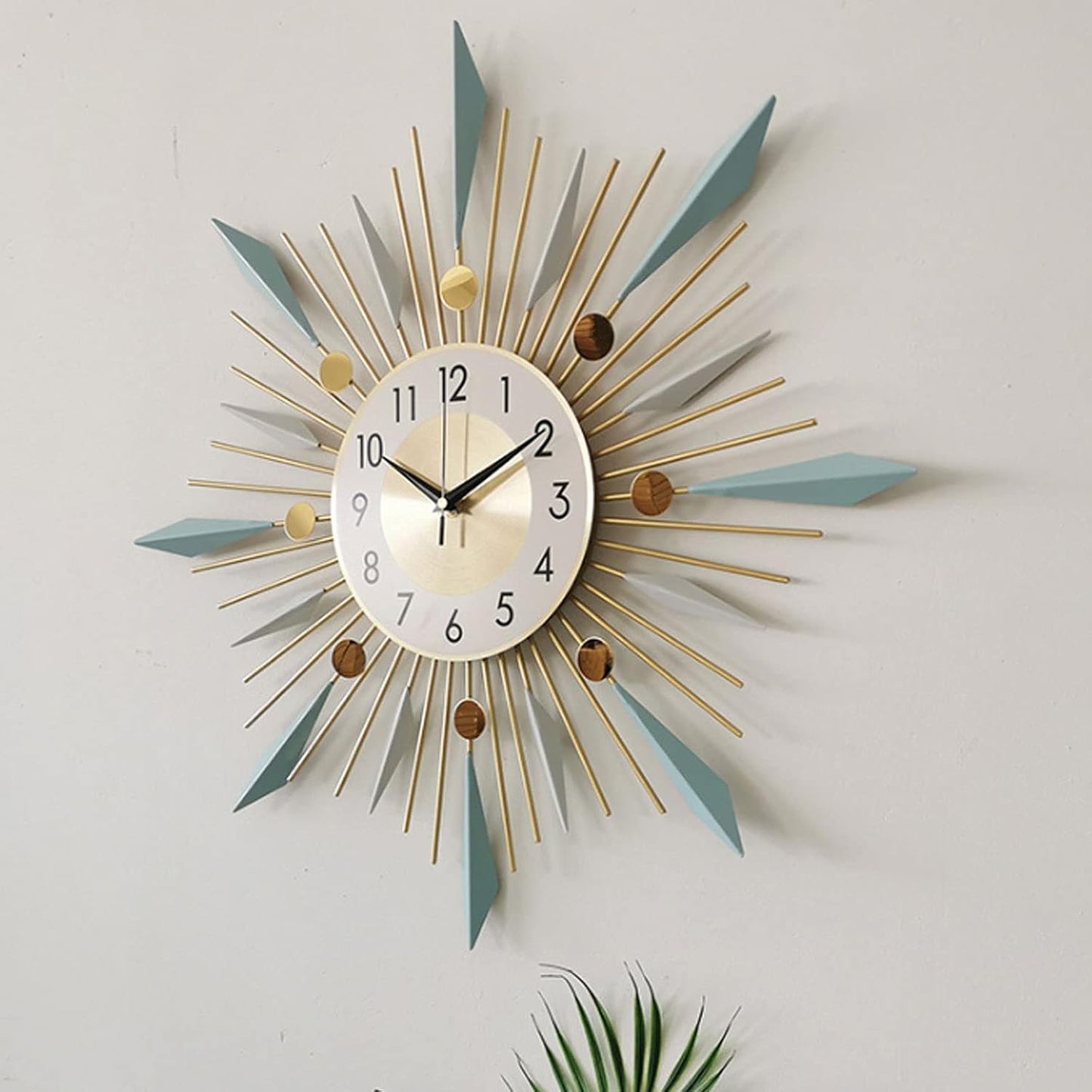 Large Wall Clock Metal Decorative Clock Green