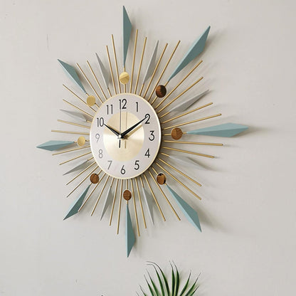 Large Wall Clock Metal Decorative Clock Green