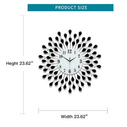 Diamonds Metallic Wall Clock Black