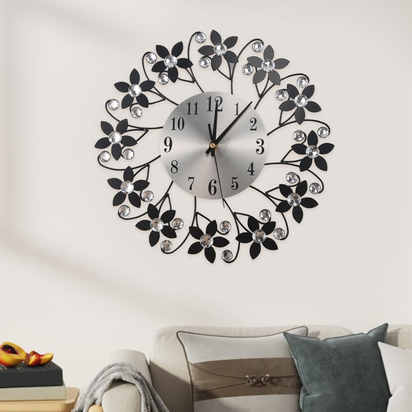 Black Crystal Metal Wall Clock