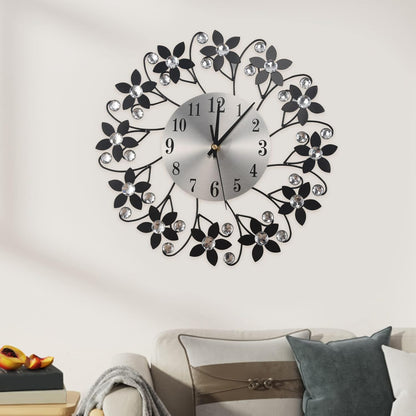 Black Crystal Metal Wall Clock