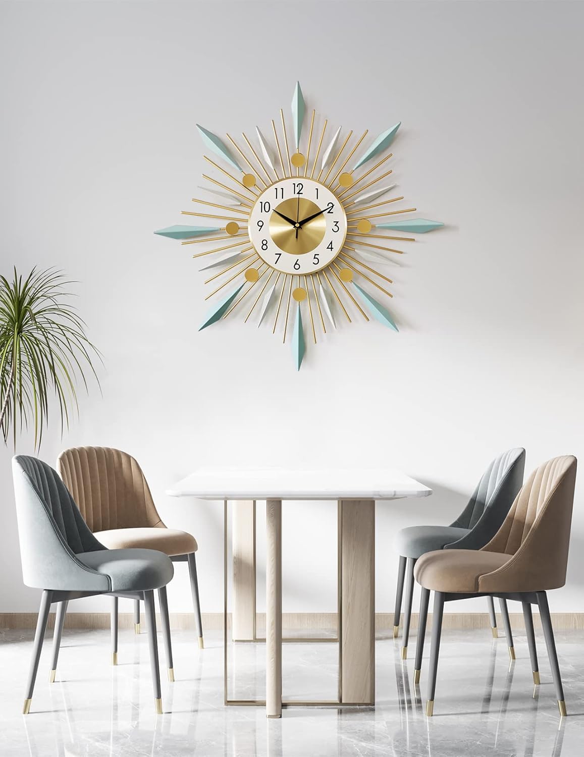 Large Wall Clock Metal Decorative Clock Green