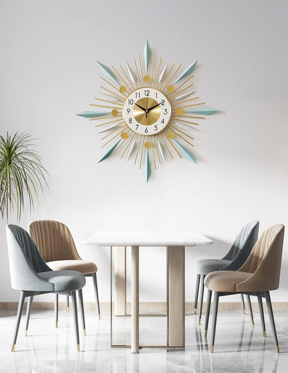 Large Wall Clock Metal Decorative Clock Green