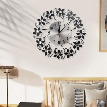 Black Crystal Metal Wall Clock
