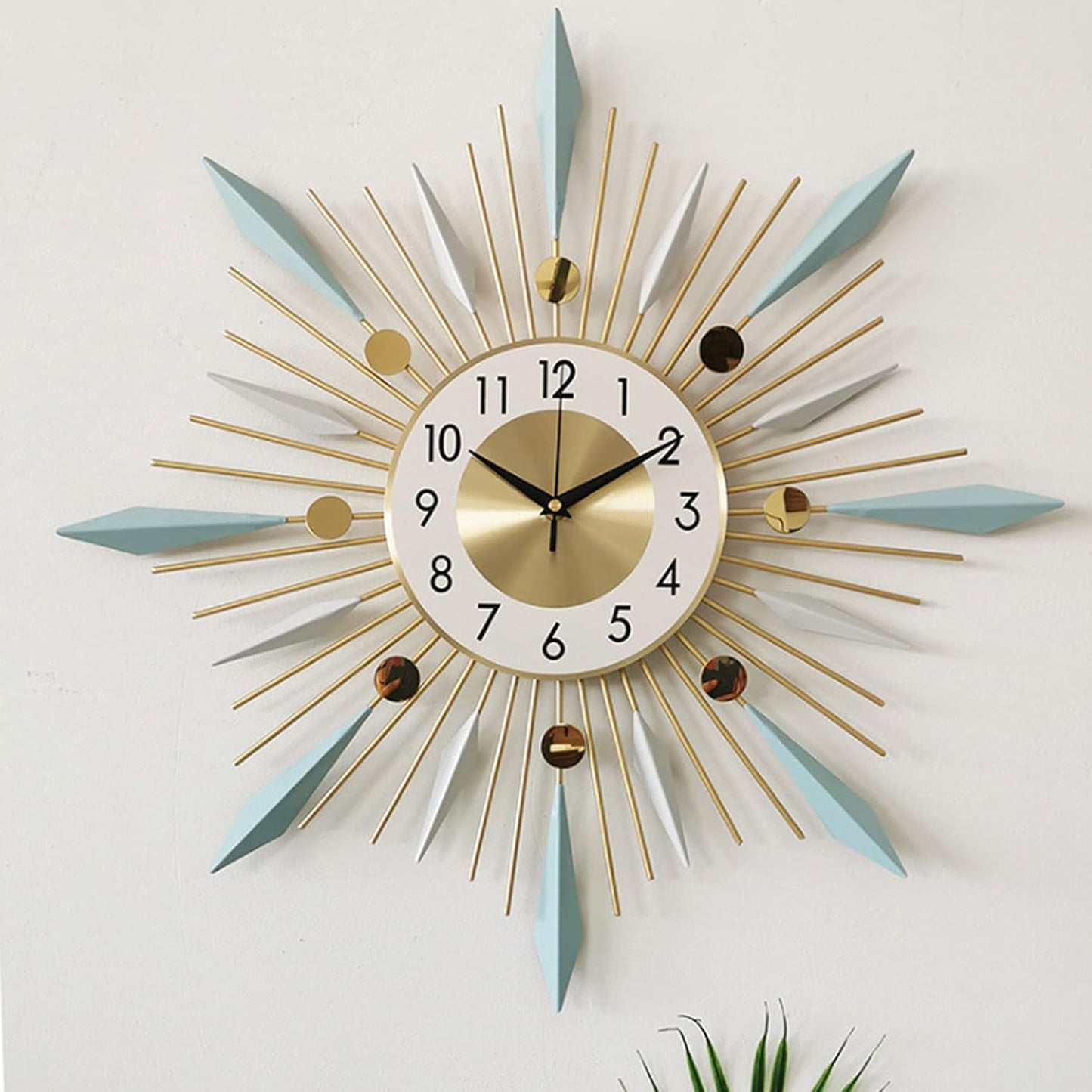 Large Wall Clock Metal Decorative Clock Green