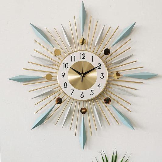 Large Wall Clock Metal Decorative Clock Green