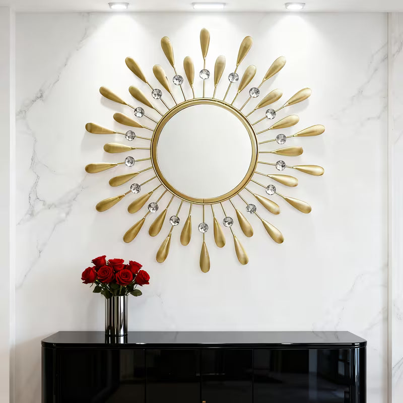 Golden Designer Metal Wall  mirror - The1000BC