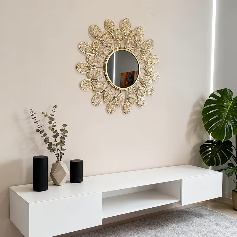 French Style Leaf Frame Round Wall Mirror - The1000BC