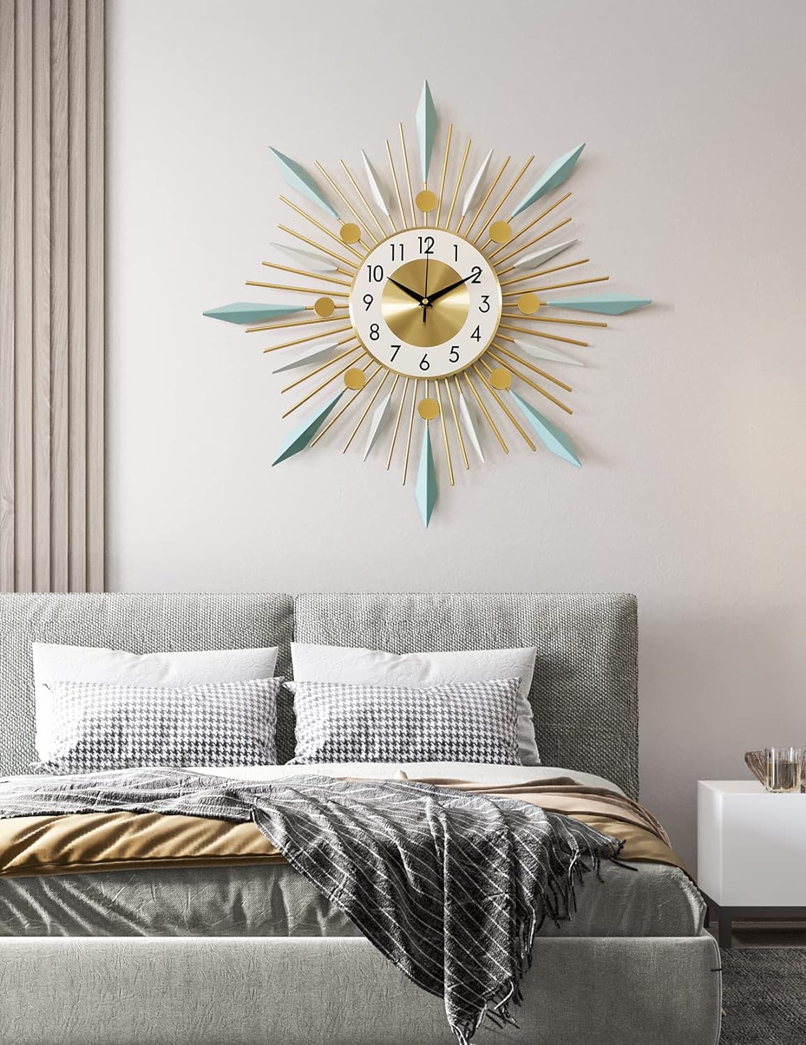 Large Wall Clock Metal Decorative Clock Green