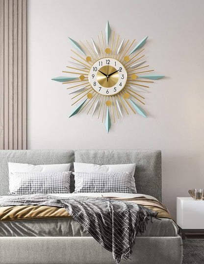 Large Wall Clock Metal Decorative Clock Green