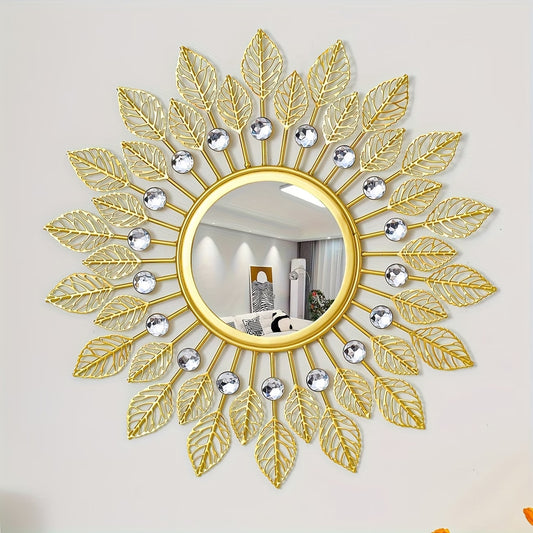 Modern Decorative Wall Mirror with Crystal Accents - The1000BC
