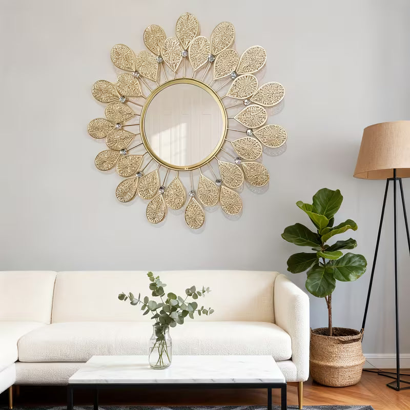 French Style Leaf Frame Round Wall Mirror - The1000BC