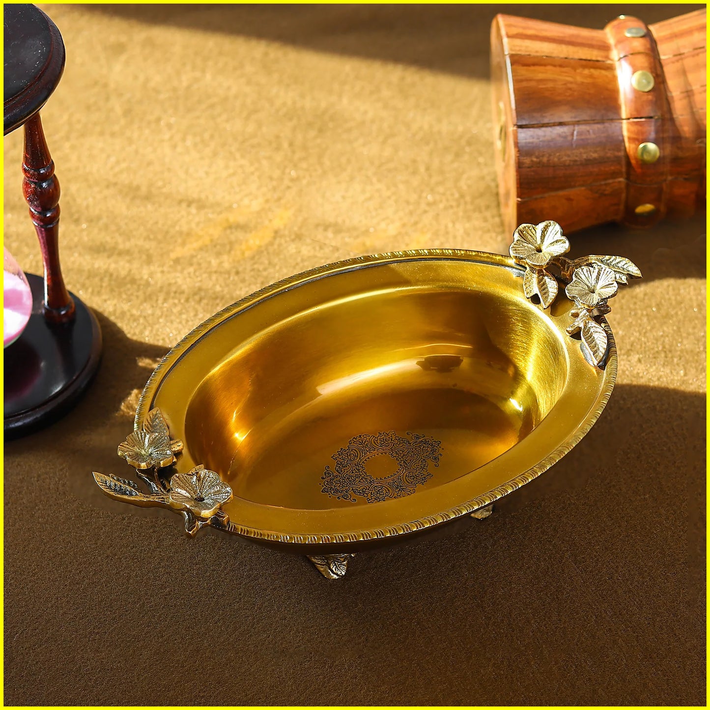 Buy Premium Brass Urli | Brass Flower Urli | Pure Brass Flower Pot / Urli Bowl /Flower Bowl /Vastu Urli Brass Decorative Platter 1