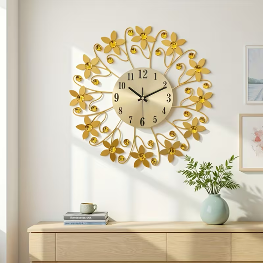 Gold Crystal Metal Wall Clock