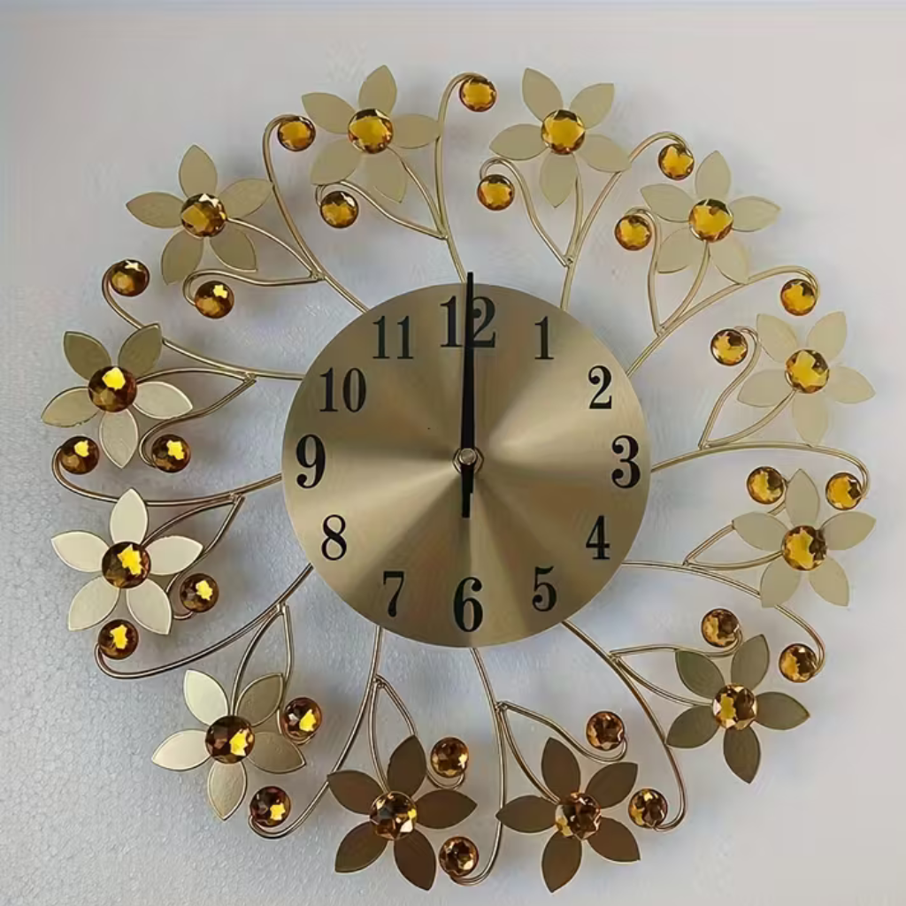 Gold Crystal Metal Wall Clock