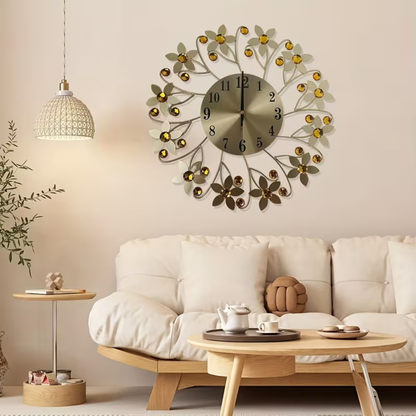 Gold Crystal Metal Wall Clock