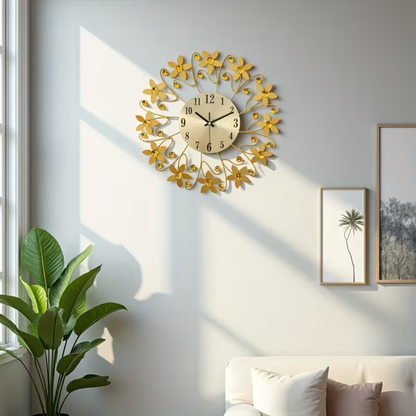 Gold Crystal Metal Wall Clock