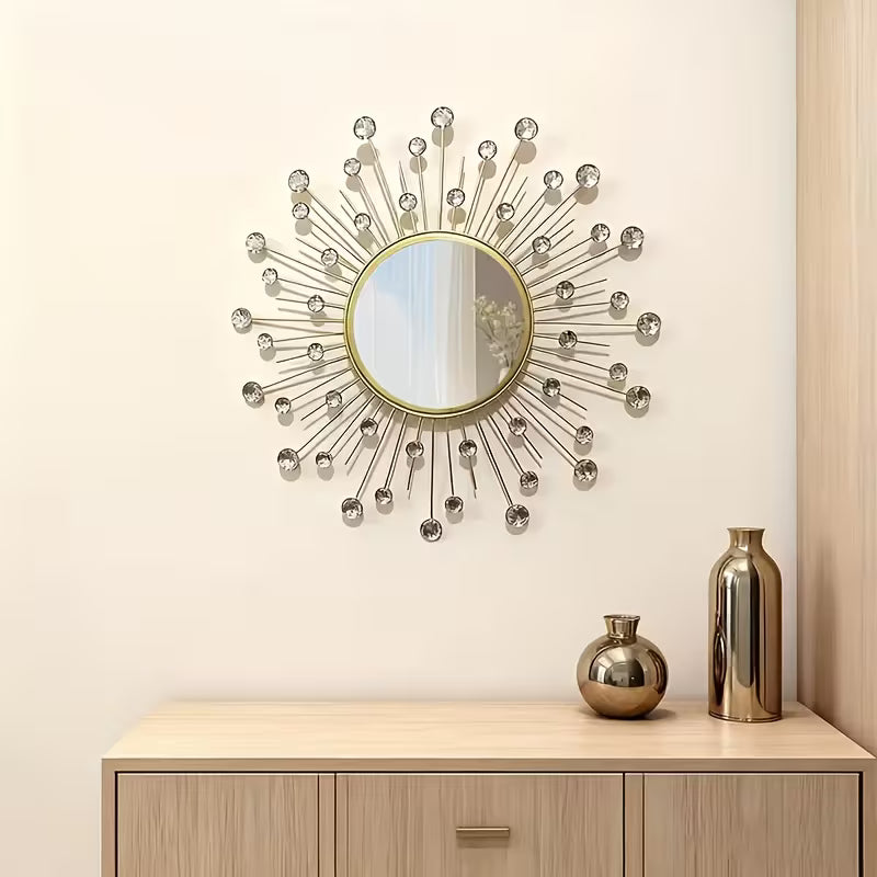 Modern Decorative Wall Mirror with Crystal Accents - The1000BC