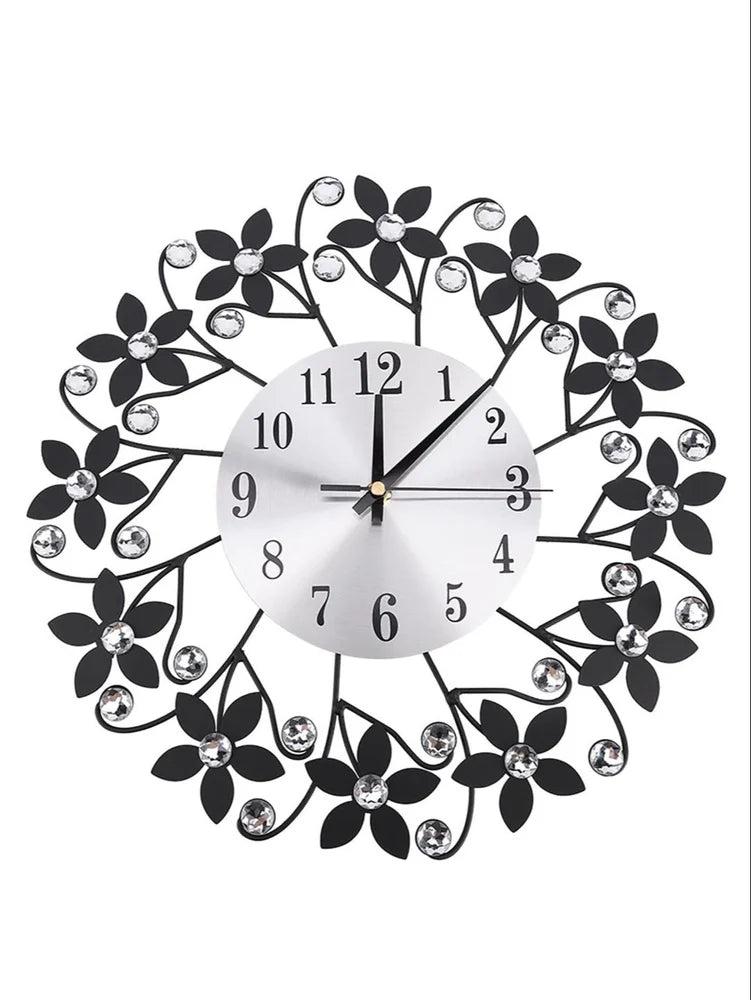 Black Crystal Metal Wall Clock