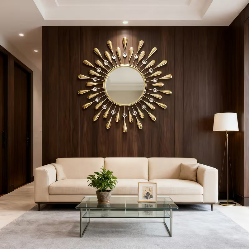 Golden Designer Metal Wall  mirror - The1000BC