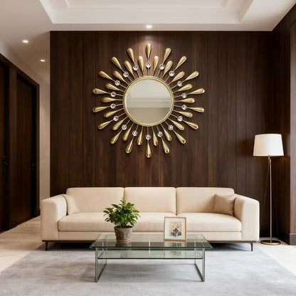 Golden Designer Metal Wall  mirror - The1000BC