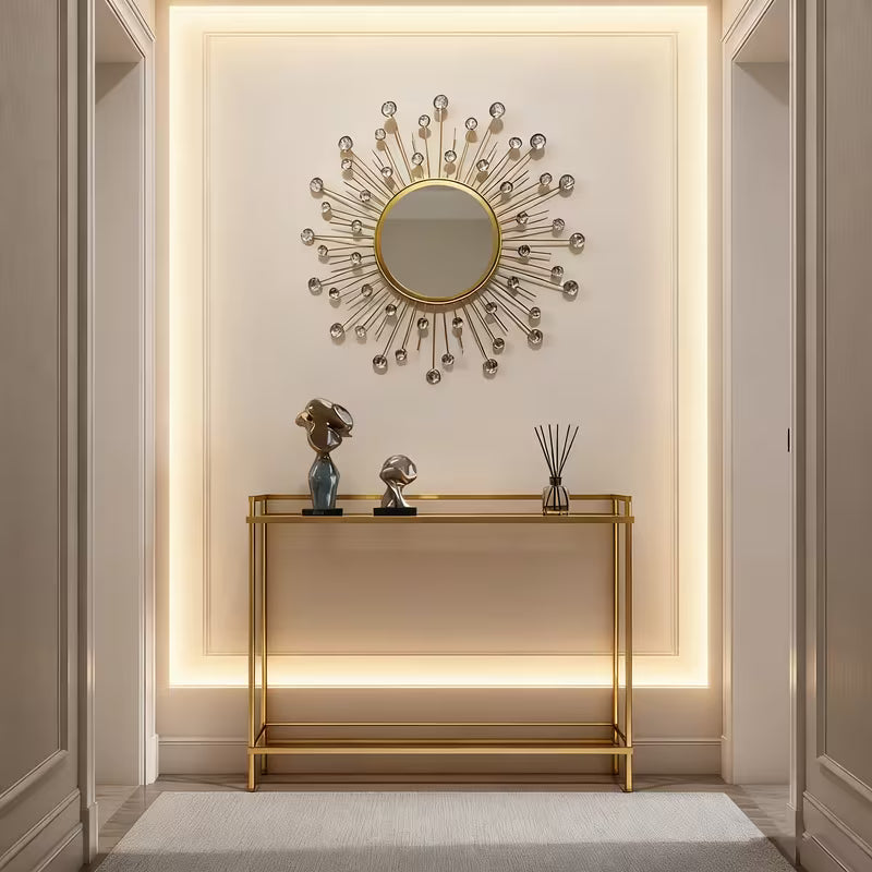 Modern Decorative Wall Mirror with Crystal Accents - The1000BC