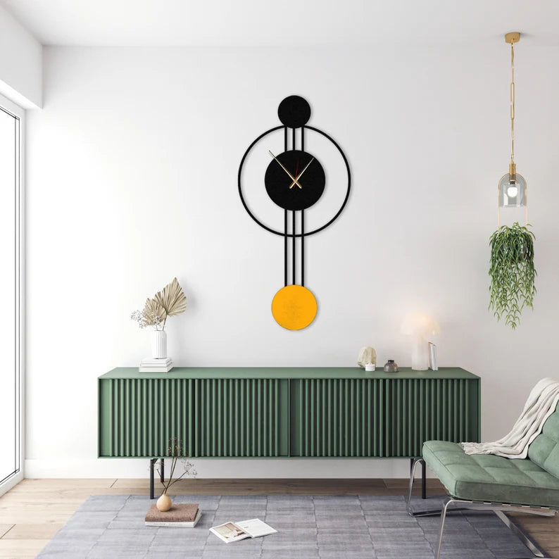 Large Metal Wall Clock Modern Geometric Clock - The1000BC