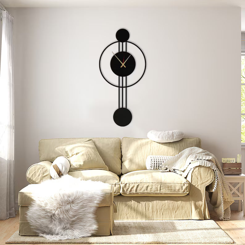 Large Metal Wall Clock Modern Geometric Clock - The1000BC