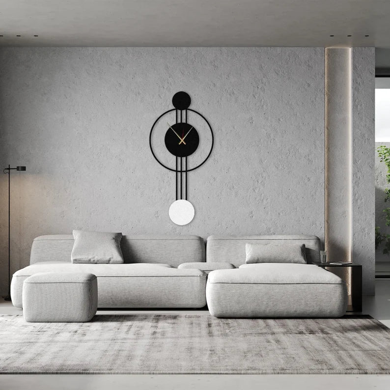 Large Metal Wall Clock Modern Geometric Clock - The1000BC