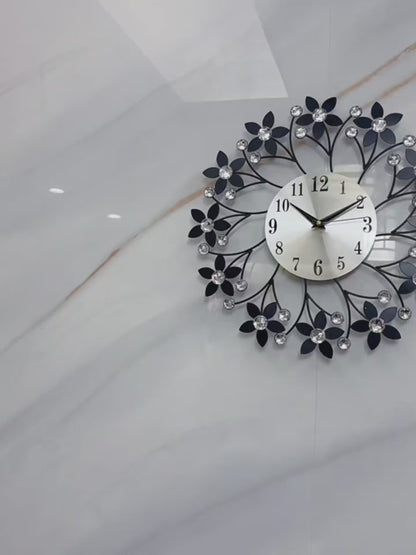 Black Crystal Metal Wall Clock