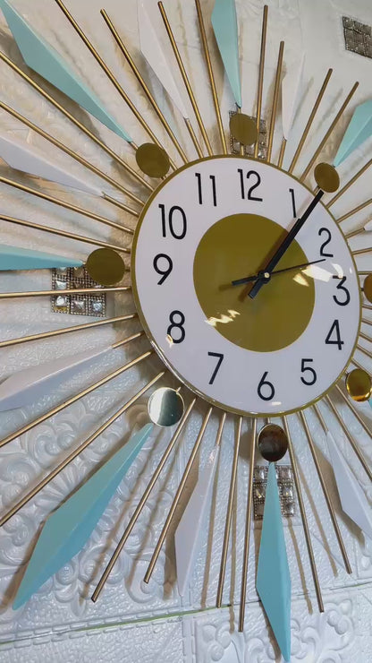 Large Wall Clock Metal Decorative Clock Green