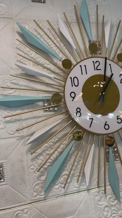 Large Wall Clock Metal Decorative Clock Green